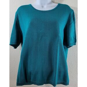 Philippe Marques Teal Blue Green Tight Knit Round Neck Top 16P Lightweight Soft